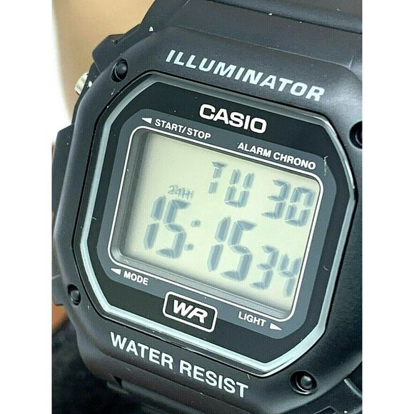 Casio Men's Watch F108WH-1A Illuminator Quartz Digital Black Resin Sport 3224 - Picture 1 of 13